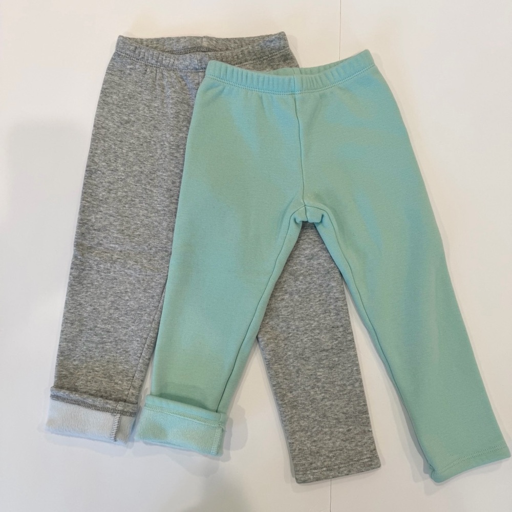 2 Pairs Set Okie Dokie Toddler Girls Fleece Lined Leggings - OEKO-TEX - 3T